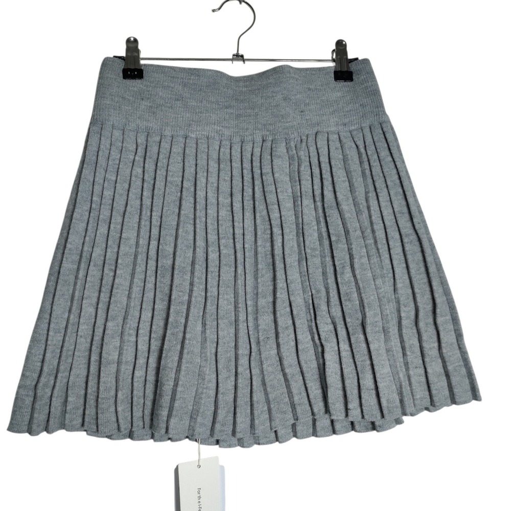 Commense Heather Gray Pleated Knit Mini Skirt Size M Accordion Flare Preppy